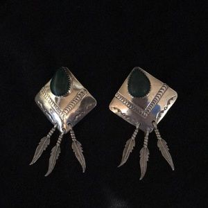 25% Bundle Discount.Large silver earrings w/stones